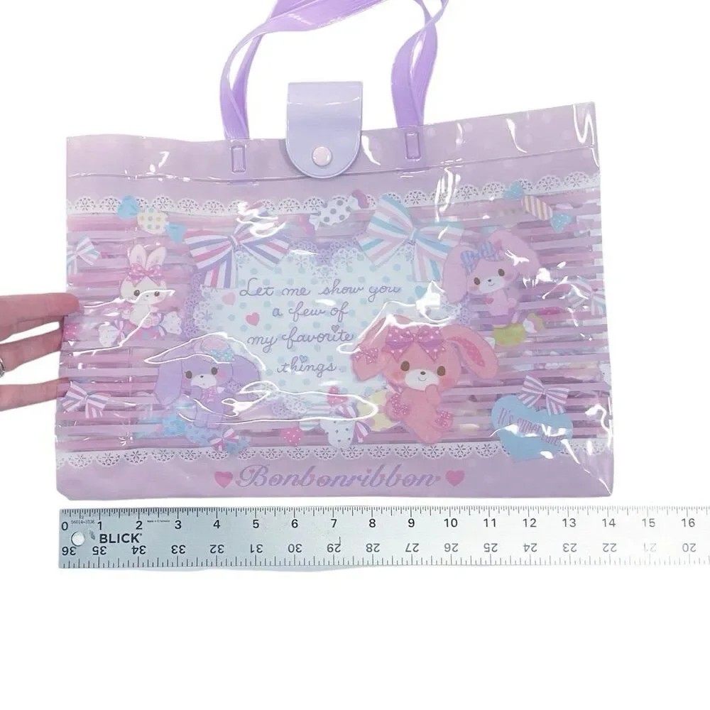 Sanrio BonBonRibbon Candy Vinyl Tote Bag w/Snap Pink Bow Cute 2012, 2015 Rare - Picture 10 of 12